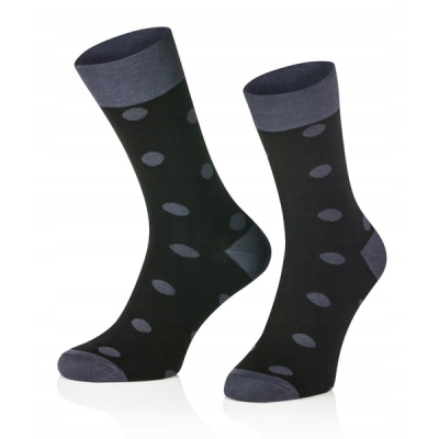 Intenso vysoké elegantní ponožky Puntíky černo-šedé