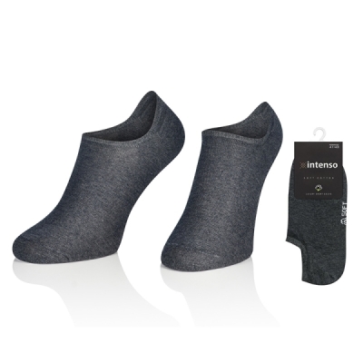 Intenso nízké pánské ponožky - tmavě šedé žíhané
