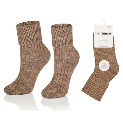 Intenso Natural Wool vlněné beztlaké dámské ponožky - béžové