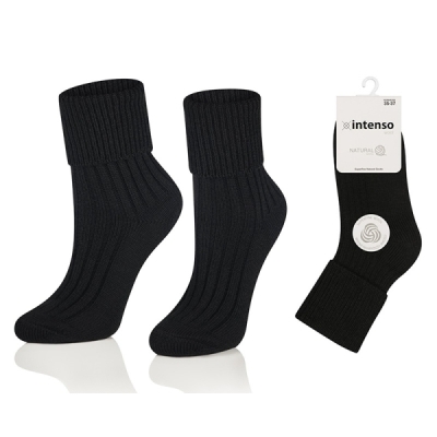 Intenso Natural Wool vlněné beztlaké dámské ponožky - černé