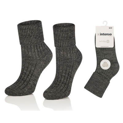 Intenso Natural Wool vlněné beztlaké dámské ponožky - tmavě šedé